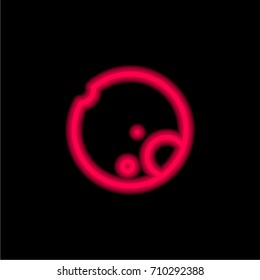 Moon red glowing neon ui ux icon. Glowing sign logo vector