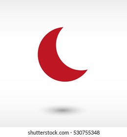 MOON - red vector  icon with shadow