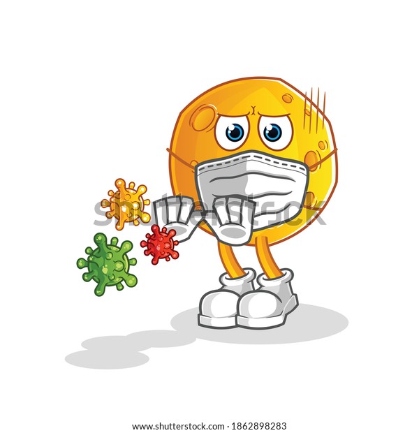 moon refuse\
viruses cartoon. cartoon mascot\
vector