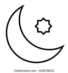 La luna y los símbolos religiosos Isolada ilustración vectorial iconos de Ramadán. Icono árabe. Iconos vectoriales árabes marcan la mezquita de la estrella islámica, feliz Ramadán y símbolo del Islam.