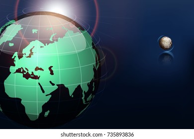The moon to revolve around the moon on a background of blue sky.