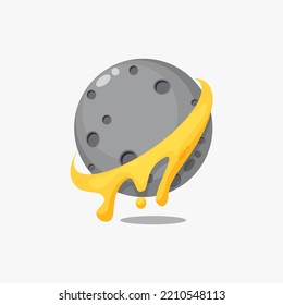 Moon with ring liquid icon illustration