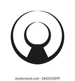 Moon rise icon. Circular horizon symbol. Abstract orb vector. Minimal night motif.