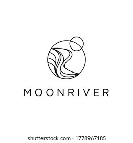 Moon River logo design inspiration vector icon illustration