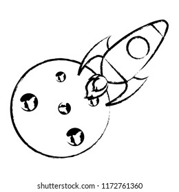 moon and rocket