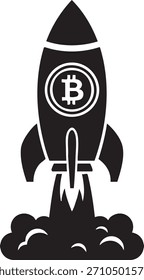 To The Moon Rocket Crypto Silhouettes isolated on white background