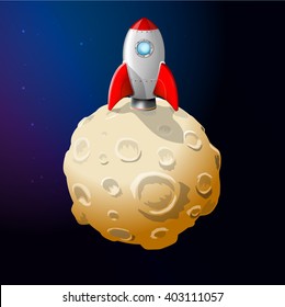 The moon and the rocket. Rocket fly to the moon.