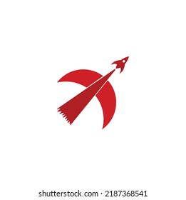 Moon and rocket logo design 