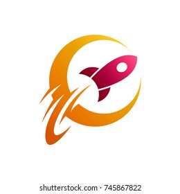 Moon + Rocket Logo Template