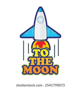 To the moon of rocket sticker design