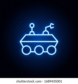 Moon rover blue neon icon - Vector. Spage concept vector illustration.