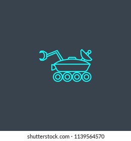 moon rover concept blue line icon. Simple thin element on dark background. moon rover concept outline symbol design from space exploration set. Can be used for web and mobile UI/UX