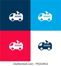 Moon rover four color material and minimal icon logo set in red and blue