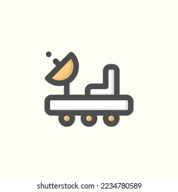  moon rover icon, isolated space colored outline icon in light blue background, perfect for website, blog, logo, graphic design, social media, UI, mobile app