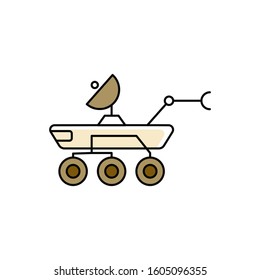 Moon rover icon. Outline thin line flat illustration. Isolated on white background. 