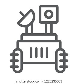 Moon rover line icon, space and exploration, space rover sign, vector graphics, a linear pattern on a white background, eps 10.