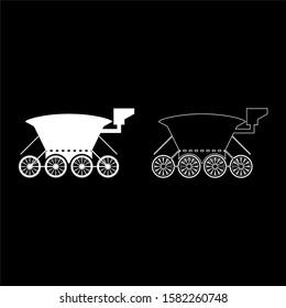 Moon rover Mars explorer Space machine Planets vehicle icon outline set white color vector illustration flat style image