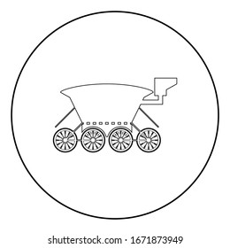 Moon rover Mars explorer Space machine Planets vehicle icon in circle round outline black color vector illustration flat style image