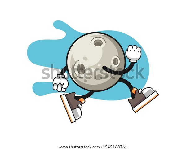 Moon run cartoon.
Mascot Character vector.