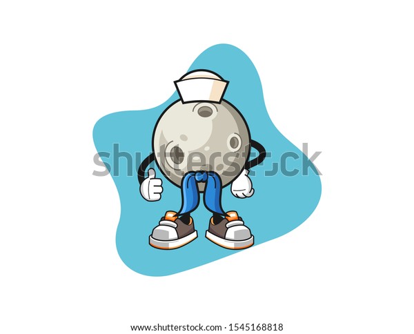 Moon sailor\
man cartoon. Mascot Character\
vector.