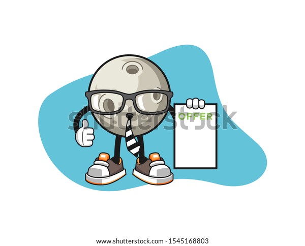 Moon salesman\
cartoon. Mascot Character\
vector.