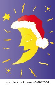 Moon with Santa Claus Hat.