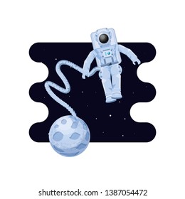 moon satellite with astronaut space scene