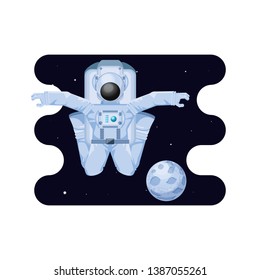 moon satellite with astronaut space scene