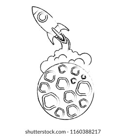moon satellite with rocket flying