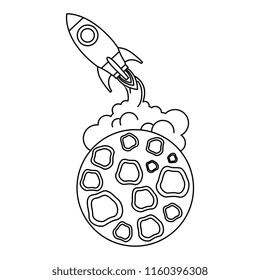 moon satellite with rocket flying