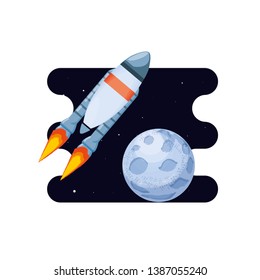 moon satellite with rocket space scene