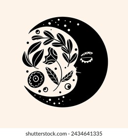 Moon in Scandinavian style. Trendy vector illustration.