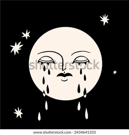 Сrying moon in Scandinavian style. Trendy vector illustration.
