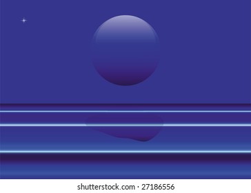 moon and sea
