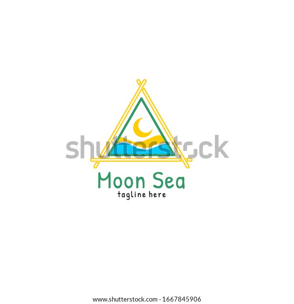 Moon Sea Logo Adventure Logo Template Stock Vector Royalty Free