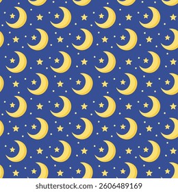 Moon seamless pattern background with stars vector