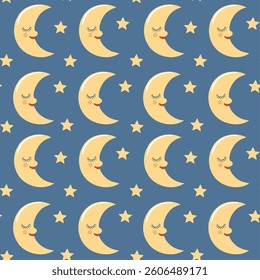 Moon seamless pattern background with stars vector