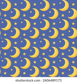 Moon seamless pattern background with stars vector