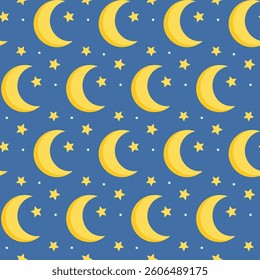 Moon seamless pattern background with stars vector