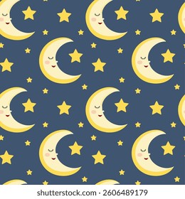 Moon seamless pattern background with stars vector
