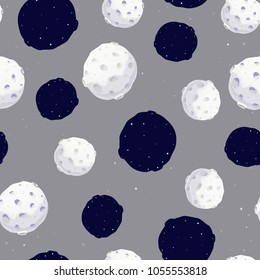 Moon Seamless pattern with cartoon Vector illustration on the gray background