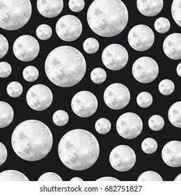 moon seamless pattern on black background vector illustration 