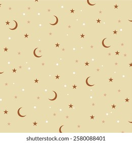 moon seamless pattern with stars illustration . Vector astronomy pattern. can be used for paper wrapping and decoration