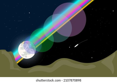 The moon seen from space emits auroral light due to reflection from sunlight and other foreign objects