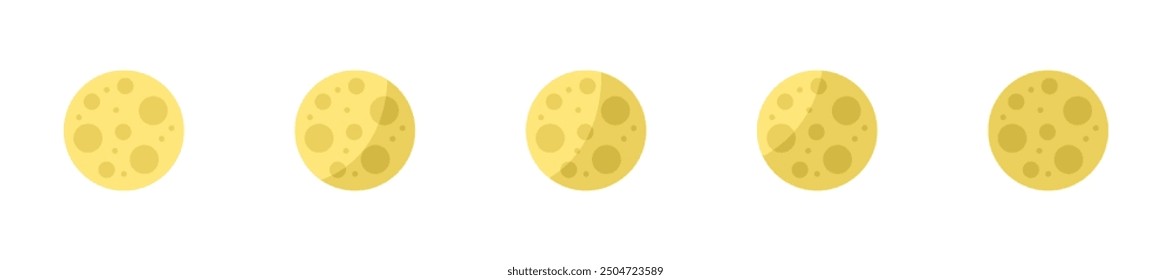 Moon set icons. Flat style. Vector icons.