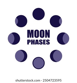 Moon set icons. Moon phases icons. Flat style. Vector icons.