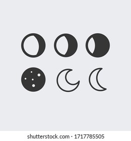 Moon set of vector icons illustration sign