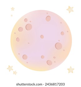 Moon. Set of vector images of the moon and stars in flat style.