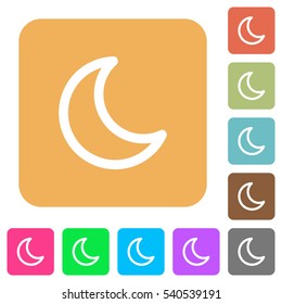 Moon shape icons on rounded square vivid color backgrounds.