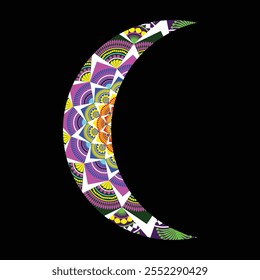 Forma de la luna Multicolor Único Mandala Diseño